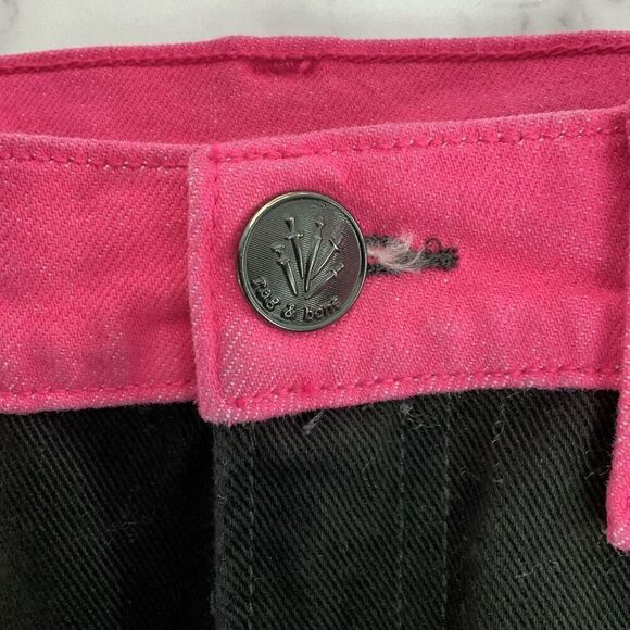 Rag & Bone Custom Cutoff Black Pink Ash Mom Denim Jean Shorts 26 - Picture 2 of 6